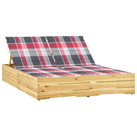 Tumbona doble y cojines madera de pino impregnada de , Tumbonas - Ref: Foro24-3065982, Precio: 323,71 €, Descuento: %