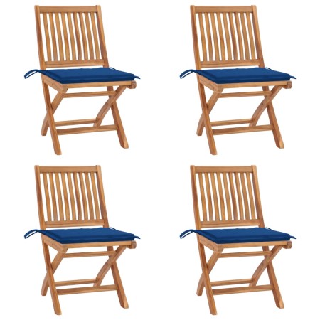 Folding garden chairs 4 pcs solid teak wood with cushions by , Garden chairs - Ref: Foro24-3072817, Price: 344,34 €, Discount: %