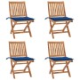 Folding garden chairs 4 pcs solid teak wood with cushions by , Garden chairs - Ref: Foro24-3072817, Price: 344,34 €, Discount: %