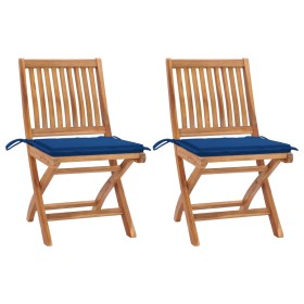 Garden chairs 2 units with royal blue cushions teak wood by , Garden chairs - Ref: Foro24-3062443, Price: 173,31 €, Discount: %