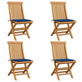 Garden chairs 4 units with royal blue cushions teak wood by , Garden chairs - Ref: Foro24-3062578, Price: 274,11 €, Discount: %