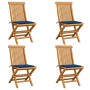 Garden chairs 4 units with royal blue cushions teak wood by , Garden chairs - Ref: Foro24-3062578, Price: 273,79 €, Discount: %