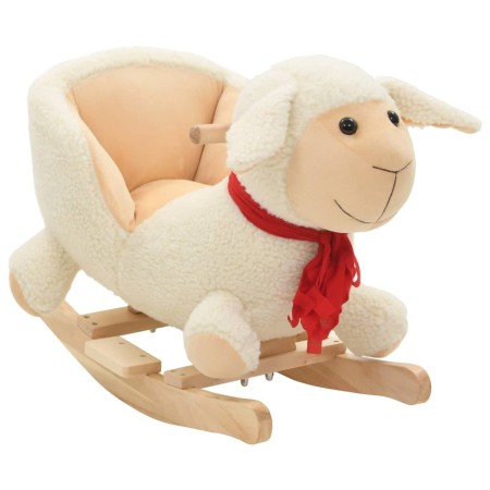 Plush rocking sheep with white backrest 60x32x50 cm by , Rocking and Swinging Toys - Ref: Foro24-80224, Price: 87,99 €, Disco...