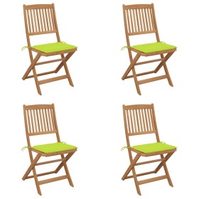 Folding garden chairs 4 units and solid acacia wood cushions by , Garden chairs - Ref: Foro24-3064682, Price: 202,49 €, Disco...