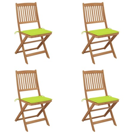 Folding garden chairs 4 units and solid acacia wood cushions by , Garden chairs - Ref: Foro24-3064682, Price: 202,49 €, Disco...