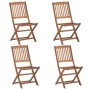 Folding garden chairs 4 units and solid acacia wood cushions by , Garden chairs - Ref: Foro24-3064682, Price: 202,49 €, Disco...