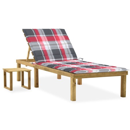 Garden lounger with table and cushion made of impregnated pine wood. by , Loungers - Ref: Foro24-3065847, Price: 127,27 €, Di...