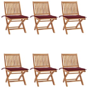 Folding garden chairs 6 pcs solid teak wood with cushions by , Garden chairs - Ref: Foro24-3072843, Price: 546,94 €, Discount: %