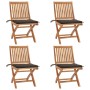 Folding garden chairs 4 pcs solid teak wood with cushions by , Garden chairs - Ref: Foro24-3072815, Price: 344,16 €, Discount: %