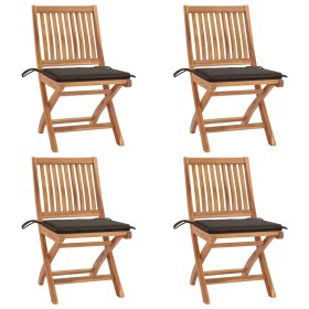 Folding garden chairs 4 pcs solid teak wood with cushions by , Garden chairs - Ref: Foro24-3072815, Price: 344,16 €, Discount: %