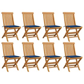 Garden chairs 8 pcs teak wood with royal blue cushions by , Garden chairs - Ref: Foro24-3072927, Price: 544,22 €, Discount: %