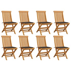 Garden chairs 8 pcs teak wood with taupe gray cushions by , Garden chairs - Ref: Foro24-3072925, Price: 540,79 €, Discount: %