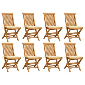 Garden chairs 8 pcs solid teak wood with cream cushions by , Garden chairs - Ref: Foro24-3072919, Price: 504,99 €, Discount: %