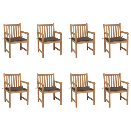 Garden chairs 8 units solid teak wood taupe cushions by , Garden chairs - Ref: Foro24-3073066, Price: 1,00 €, Discount: %