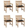 Garden chairs 4 units solid teak wood with black cushions by , Garden chairs - Ref: Foro24-3073011, Price: 556,15 €, Discount: %