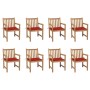 Garden chairs 8 units solid teak wood with red cushions by , Garden chairs - Ref: Foro24-3073064, Price: 1,00 €, Discount: %