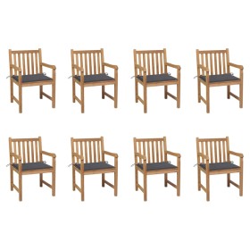 Garden chairs 8 pcs solid teak wood with anthracite cushions by , Garden chairs - Ref: Foro24-3073058, Price: 1,00 €, Discoun...