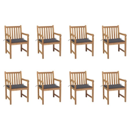 Garden chairs 8 pcs solid teak wood with anthracite cushions by , Garden chairs - Ref: Foro24-3073058, Price: 1,00 €, Discoun...