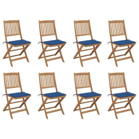 Folding garden chairs 8 units and solid acacia wood cushions by , Garden chairs - Ref: Foro24-3075123, Price: 397,45 €, Disco...