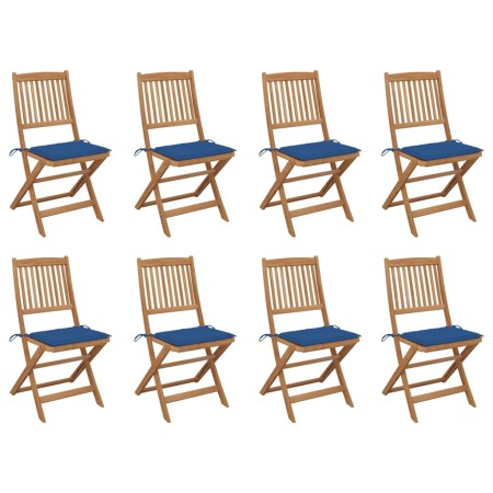 Folding garden chairs 8 units and solid acacia wood cushions by , Garden chairs - Ref: Foro24-3075123, Price: 397,09 €, Disco...