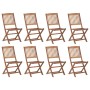 Folding garden chairs 8 units and solid acacia wood cushions by , Garden chairs - Ref: Foro24-3075123, Price: 397,09 €, Disco...