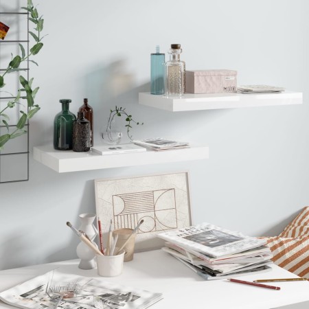 Floating wall shelf 2 pcs glossy white MDF 50x23x3.8 cm by vidaXL, Shelves and shelves - Ref: Foro24-323746, Price: 26,40 €, ...