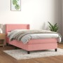 Box spring bed with a pink velvet mattress 100x200 cm by , Beds and slatted bases - Ref: Foro24-3130828, Price: 322,94 €, Dis...