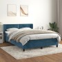 Dark blue velvet 140x200 cm box spring bed with mattress by , Beds and slatted bases - Ref: Foro24-3130905, Price: 439,59 €, ...