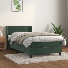 Box spring bed with dark green velvet mattress 100x200 cm by , Beds and slatted bases - Ref: Foro24-3131006, Price: 335,27 €,...