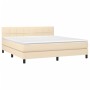 Boxspringbett mit Matratze und LED-Lichtern, cremefarbenem Stoff, 180x200 cm. von , Betten und Lattenroste - Ref: Foro24-3133...