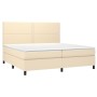 Box spring bed with mattress and LED lights, cream fabric, 200x200 cm. by , Beds and slatted bases - Ref: Foro24-3134826, Pri...