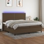 Boxspring-Bett mit LED-Lichtern, dunkelbraunem Stoff, 200x200 cm. von , Betten und Lattenroste - Ref: Foro24-3134824, Preis: ...