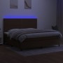 Boxspring-Bett mit LED-Lichtern, dunkelbraunem Stoff, 200x200 cm. von , Betten und Lattenroste - Ref: Foro24-3134824, Preis: ...