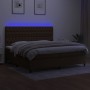 Cama box spring colchón luces LED tela marrón oscuro 200x200 cm de , Camas y somieres - Ref: Foro24-3135144, Precio: 728,73 €...