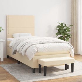 Box spring bed with cream-colored fabric mattress 90x190 cm by , Beds and slatted bases - Ref: Foro24-3136482, Price: 399,99 ...