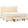 Cama box spring con colchón tela color crema 200x200 cm de , Camas y somieres - Ref: Foro24-3136706, Precio: 751,72 €, Descue...