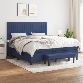 Box spring bed with blue fabric mattress 160x200 cm by , Beds and slatted bases - Ref: Foro24-3136771, Price: 626,99 €, Disco...