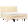 Cama box spring con colchón tela color crema 200x200 cm de , Camas y somieres - Ref: Foro24-3136786, Precio: 755,20 €, Descue...