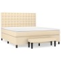 Boxspringbett mit cremefarbenem Stoffbezug und Matratze, 160x200 cm. von , Betten und Lattenroste - Ref: Foro24-3136930, Prei...