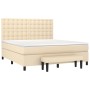 Boxspringbett mit cremefarbenem Stoffbezug und Matratze, 160x200 cm. von , Betten und Lattenroste - Ref: Foro24-3136930, Prei...