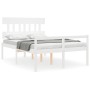 Bed for seniors with white solid wood headboard by vidaXL, Beds and slatted bases - Ref: Foro24-3195392, Price: 161,14 €, Dis...