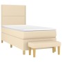 Cama box spring con colchón tela color crema 90x200 cm de , Camas y somieres - Ref: Foro24-3137050, Precio: 375,99 €, Descuen...