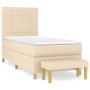 Cama box spring con colchón tela color crema 90x190 cm de , Camas y somieres - Ref: Foro24-3137122, Precio: 405,66 €, Descuen...