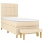 Cama box spring con colchón tela color crema 90x190 cm de , Camas y somieres - Ref: Foro24-3137122, Precio: 405,66 €, Descuen...