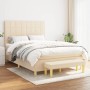 Cama box spring con colchón tela color crema 140x200 cm de , Camas y somieres - Ref: Foro24-3137162, Precio: 576,07 €, Descue...