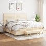 Box spring bed with cream-colored fabric mattress 200x200 cm by , Beds and slatted bases - Ref: Foro24-3137266, Price: 735,62...