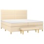 Box spring bed with cream-colored fabric mattress 200x200 cm by , Beds and slatted bases - Ref: Foro24-3137266, Price: 735,62...