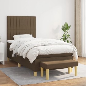 Box spring bed with dark brown fabric mattress 80x200 cm by , Beds and slatted bases - Ref: Foro24-3137272, Price: 345,32 €, ...