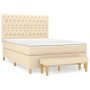 Cama box spring con colchón tela color crema 140x190 cm de , Camas y somieres - Ref: Foro24-3137394, Precio: 579,09 €, Descue...