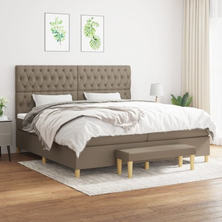 Cama box spring con colchón tela gris taupe 200x200 cm de , Camas y somieres - Ref: Foro24-3137425, Precio: 787,60 €, Descuen...